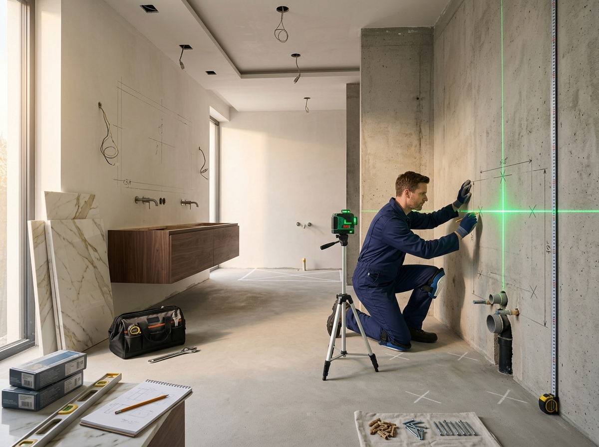 Survey wall and mark positions for DAX-AQ frame