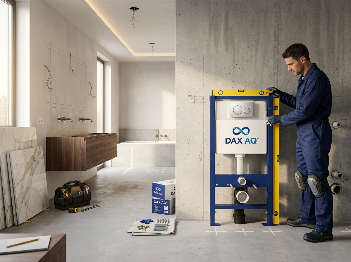 Position and level the DAX-AQ steel frame